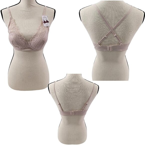 Maidenform Comfort Crush Pretty Lace Wireless Pink Bra – Small/Medium NWT - Picture 1 of 16